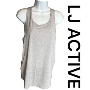 LJ Active Women's Sleeveless Function Open Back Active Tank Top Gray Small NWT